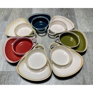 Set Of 7 Rustic Southwest Farmhouse Stoneware Chip & Dip Drip Glazed Ceramic